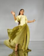 Amara Dress - Buttery Yellow & Olive Green