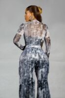 Eve Silk Pants - Graphite Marble