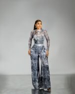 Eve Silk Pants - Graphite Marble