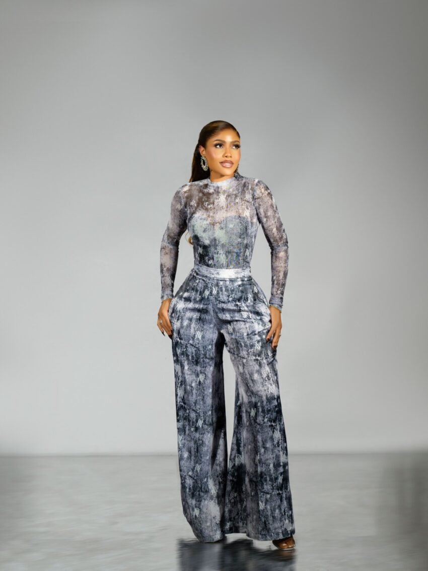 Eve Silk Pants - Graphite Marble