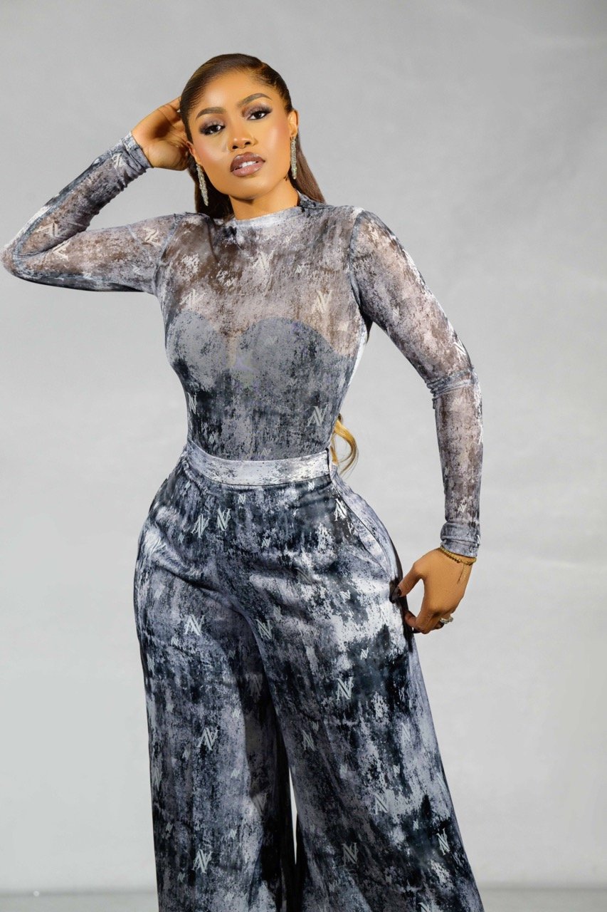 Eve Mesh Monogram Top - Graphite Marble