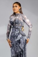 EVE Mesh Monogram Dress (Long Sleeve) - Graphite Marble