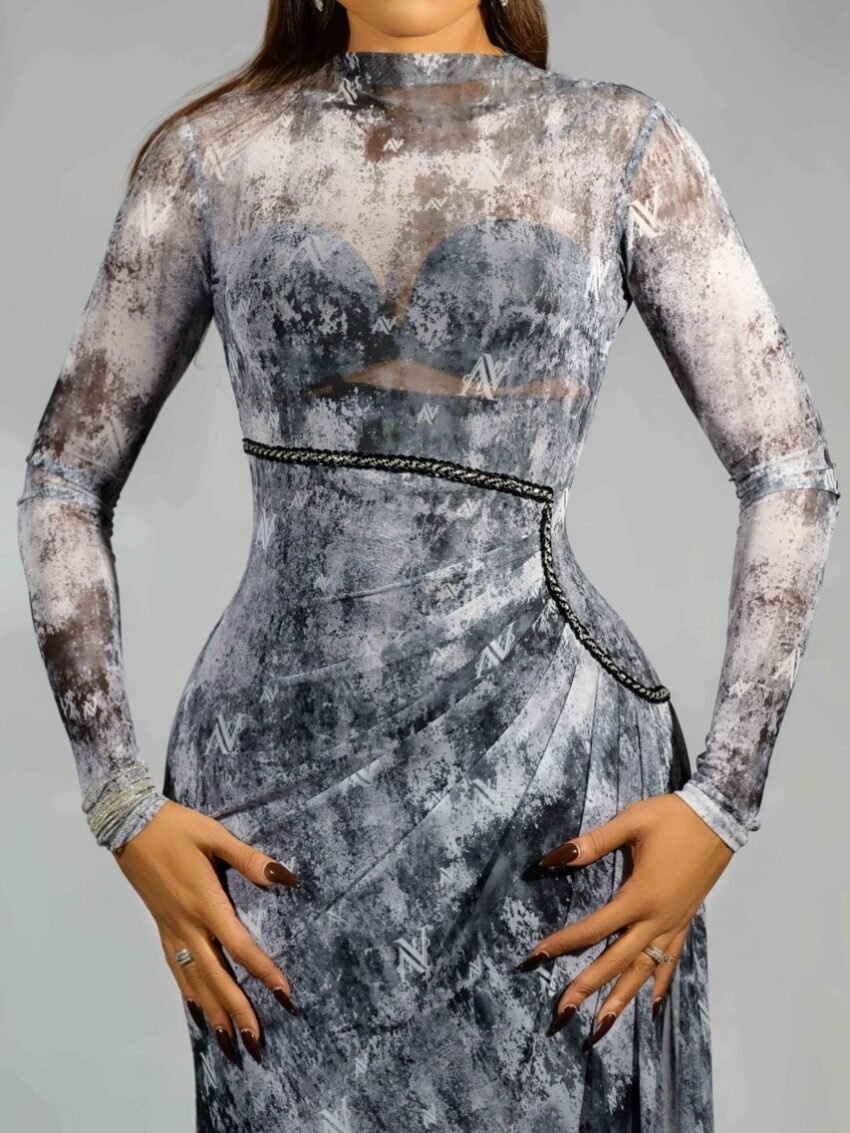 (Long Sleeve)- Graphite Marble(2) Large