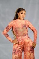 Eve Mesh Monogram Top - Rusted Mocha