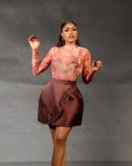 TERRA Handbeaded Mini Skirt — Rich Cocoa Brown