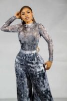 Eve Silk Pants - Graphite Marble