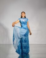 EVE Mesh Monogram Dress (Short Sleeve) — Azure Marble