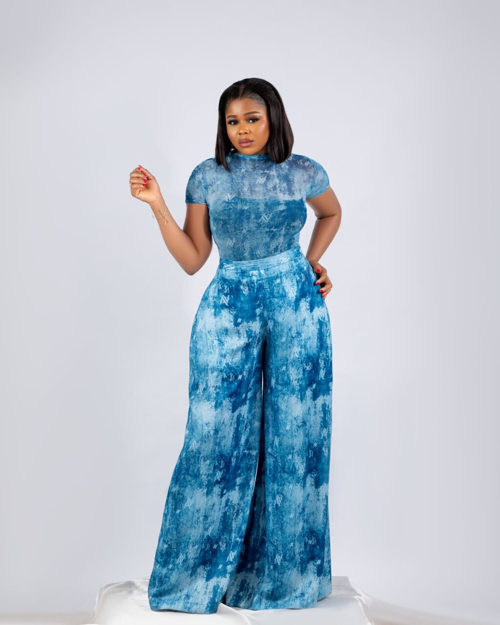 Eve Silk Pants - Azure Marble