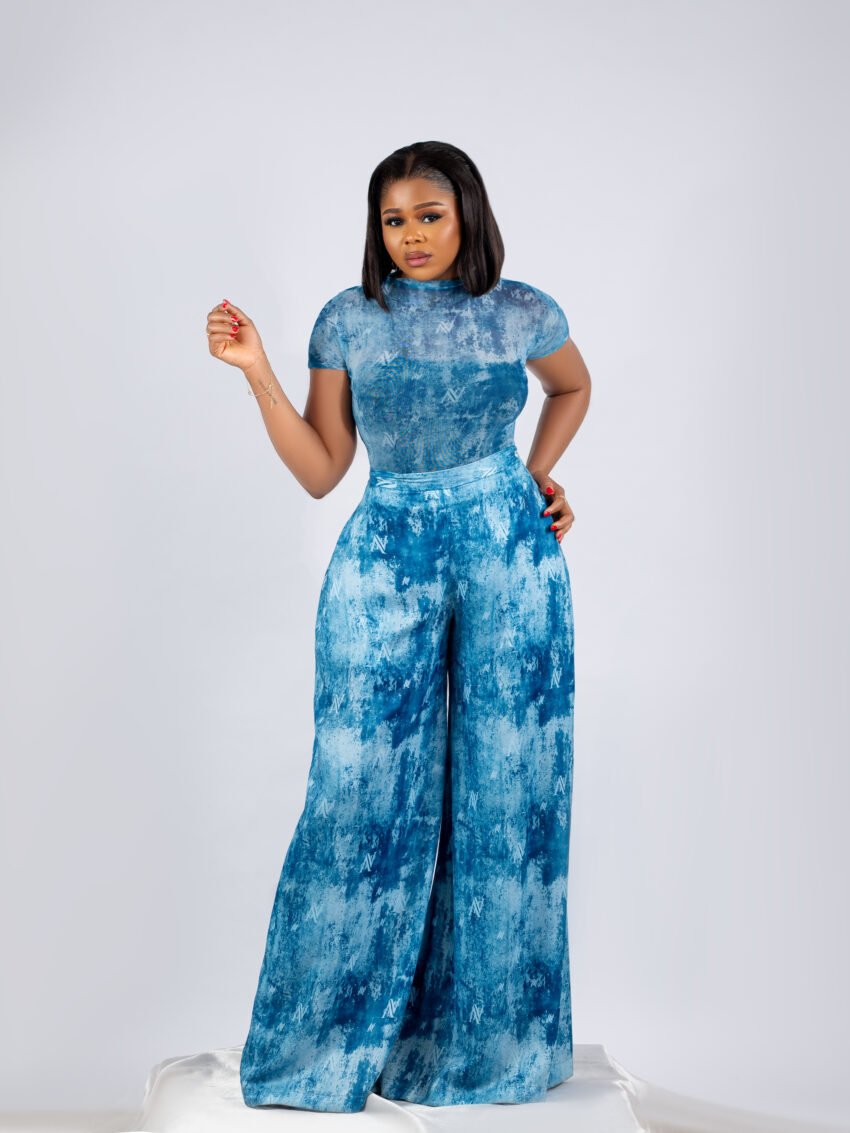 Eve Silk Pants - Azure Marble