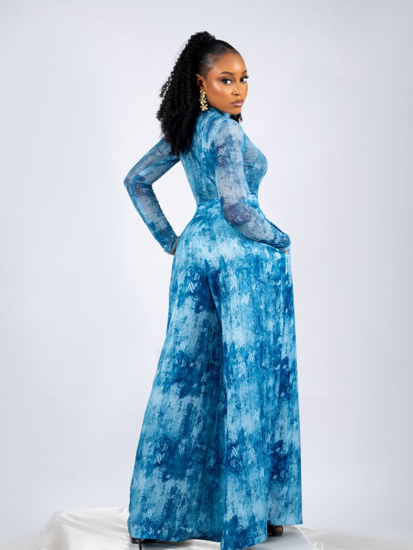 Eve Silk Pants -azure marble (2)