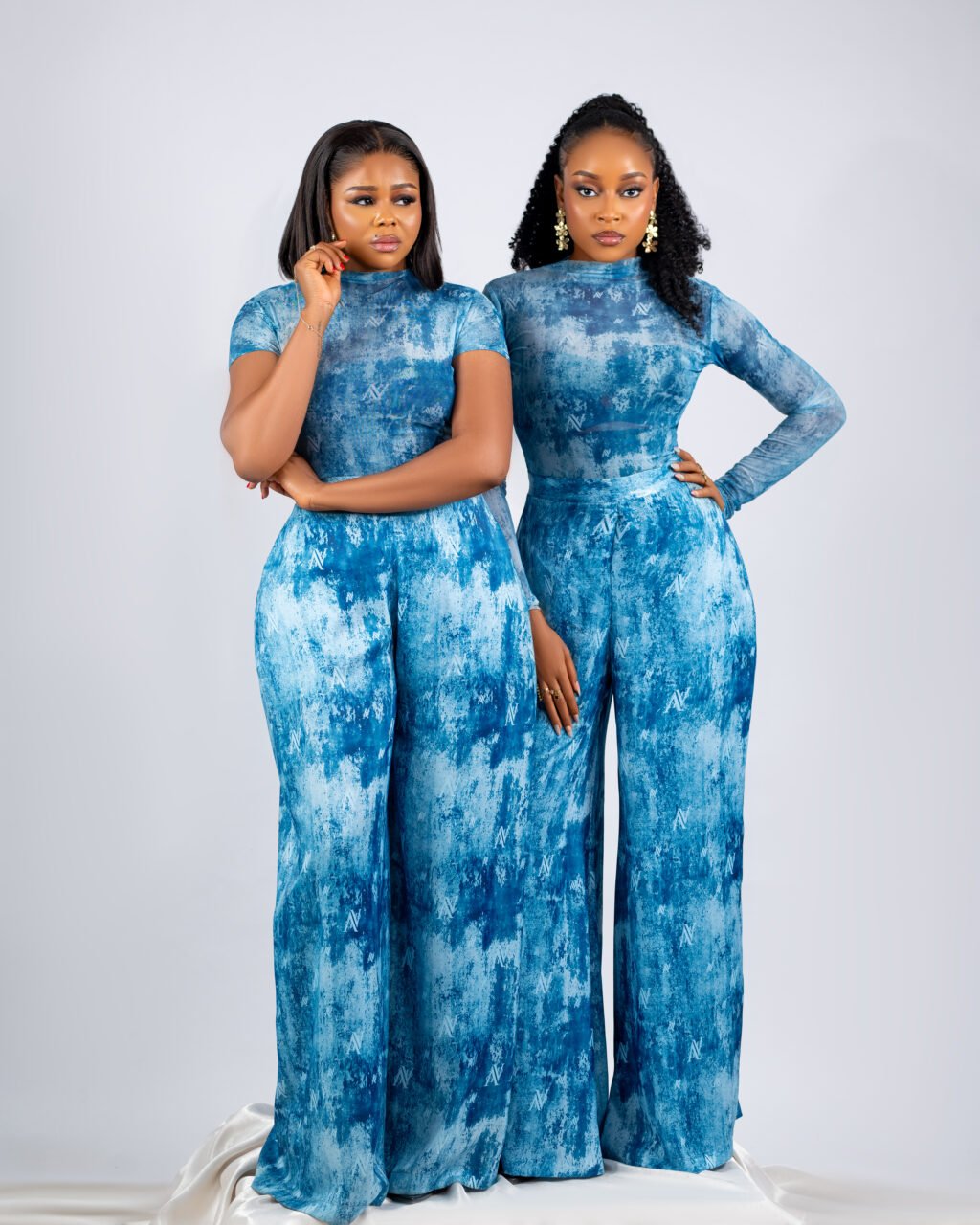 Eve Silk Pants - Azure Marble