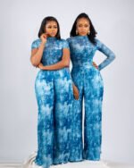 Eve Silk Pants - Azure Marble