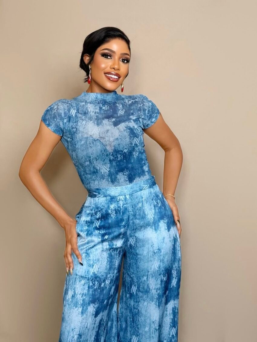 Eve Mesh Monogram Top - Azure Marble (Short Slevee)